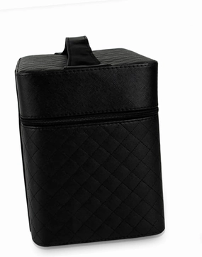 Makeup Train Box Black Double Layer Makeup Box Large Capacity Strong Construction Easy to Carry