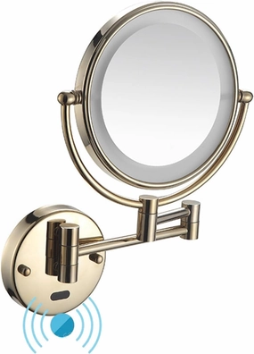 Makeup Vanity Mirror with Magnification 8 Inch Double-Sided 1X/10X Magnifying Light Up Mirror 360 ° Swivel Wall-Mounted Cosmetic Mirror Rose Gold Plug-in(Zirconium,PlugIn)