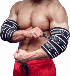 MANUEKLEAR Elbow Sleeves for Weightlifting, Adjustable Elbow Wraps for Weightlifting (XXL(14"-15"))