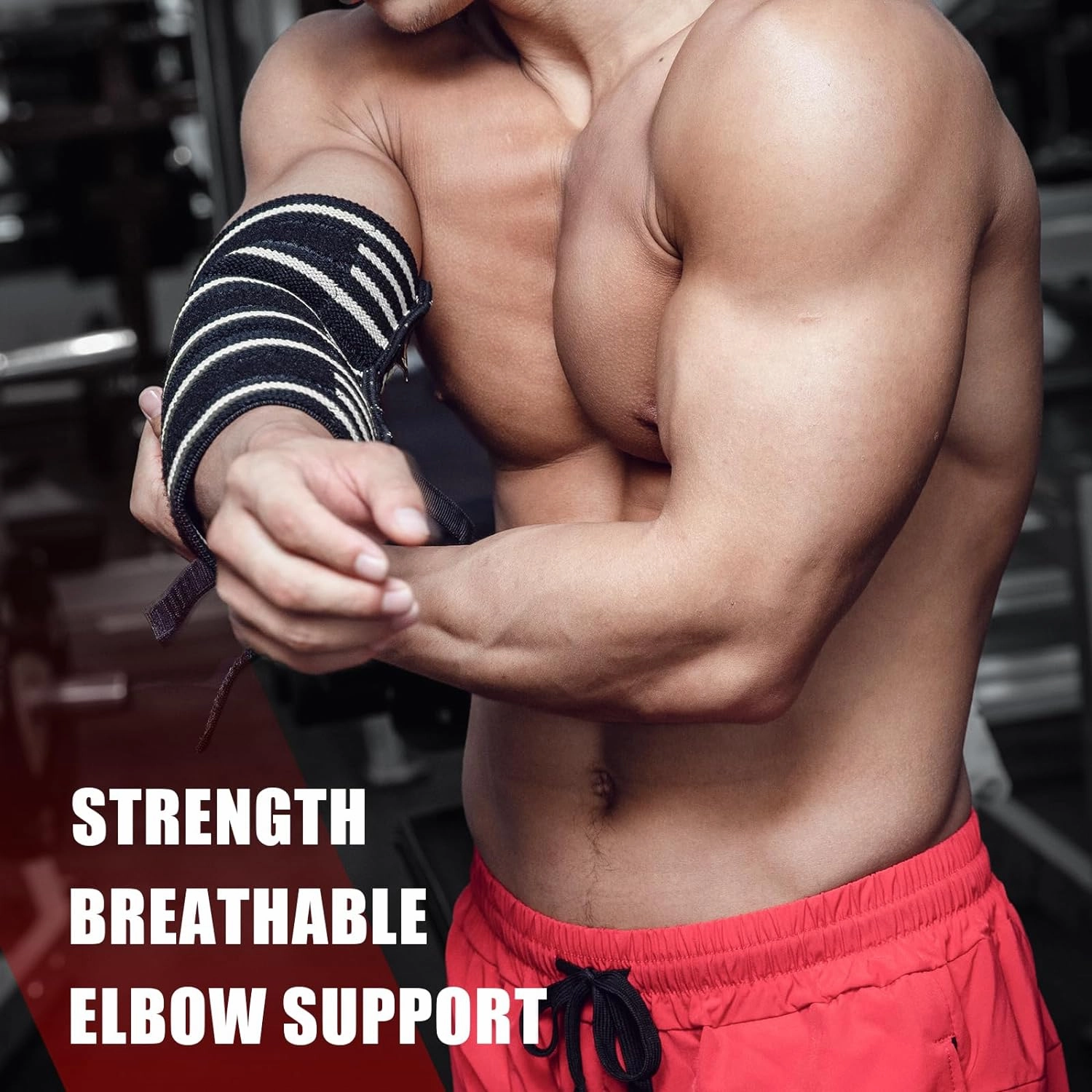 MANUEKLEAR Elbow Sleeves for Weightlifting, Adjustable Elbow Wraps for Weightlifting (XXL(14"-15"))