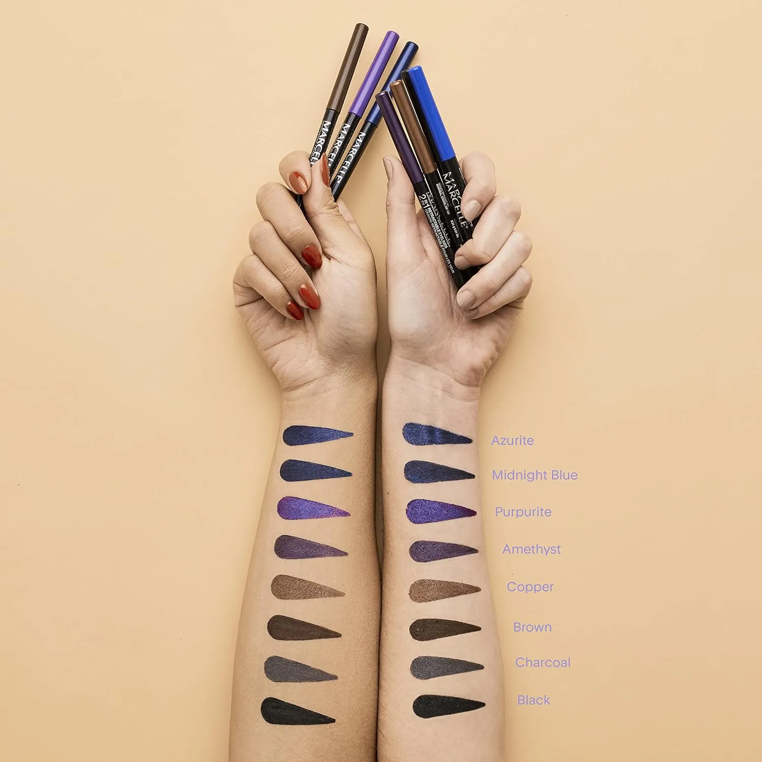 Marcelle 2-in-1 Retractable Eyeliner, Copper, Waterproof, Easy-To-Smudge, Smokey Eye, Long-Lasting 12h, Fragrance-Free, Hypoallergenic, Cruelty-Free, 0.31 g