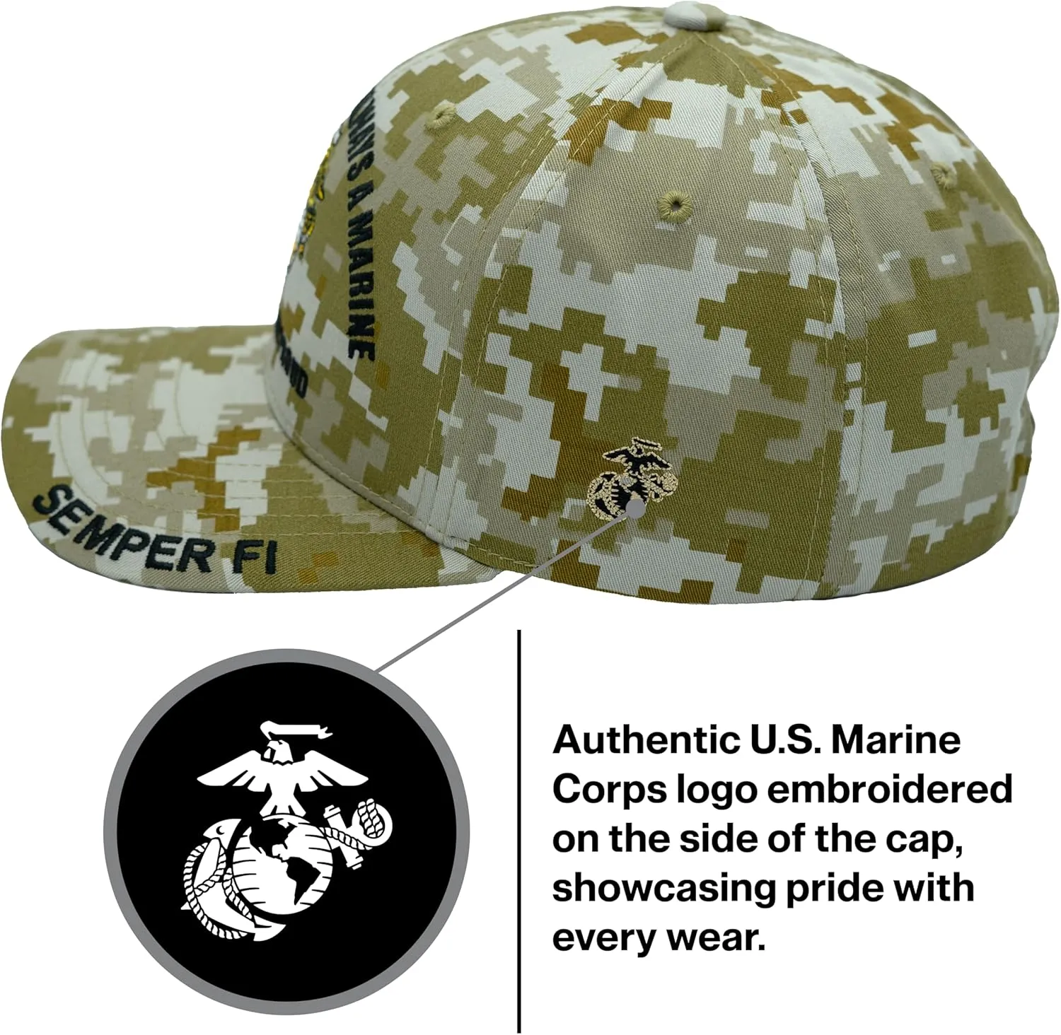 Marine Corps Hat for Men USMC Veteran Hat, Official Licensed US Marines Hat Semper Fi Once A Marine Always A Marine Cap