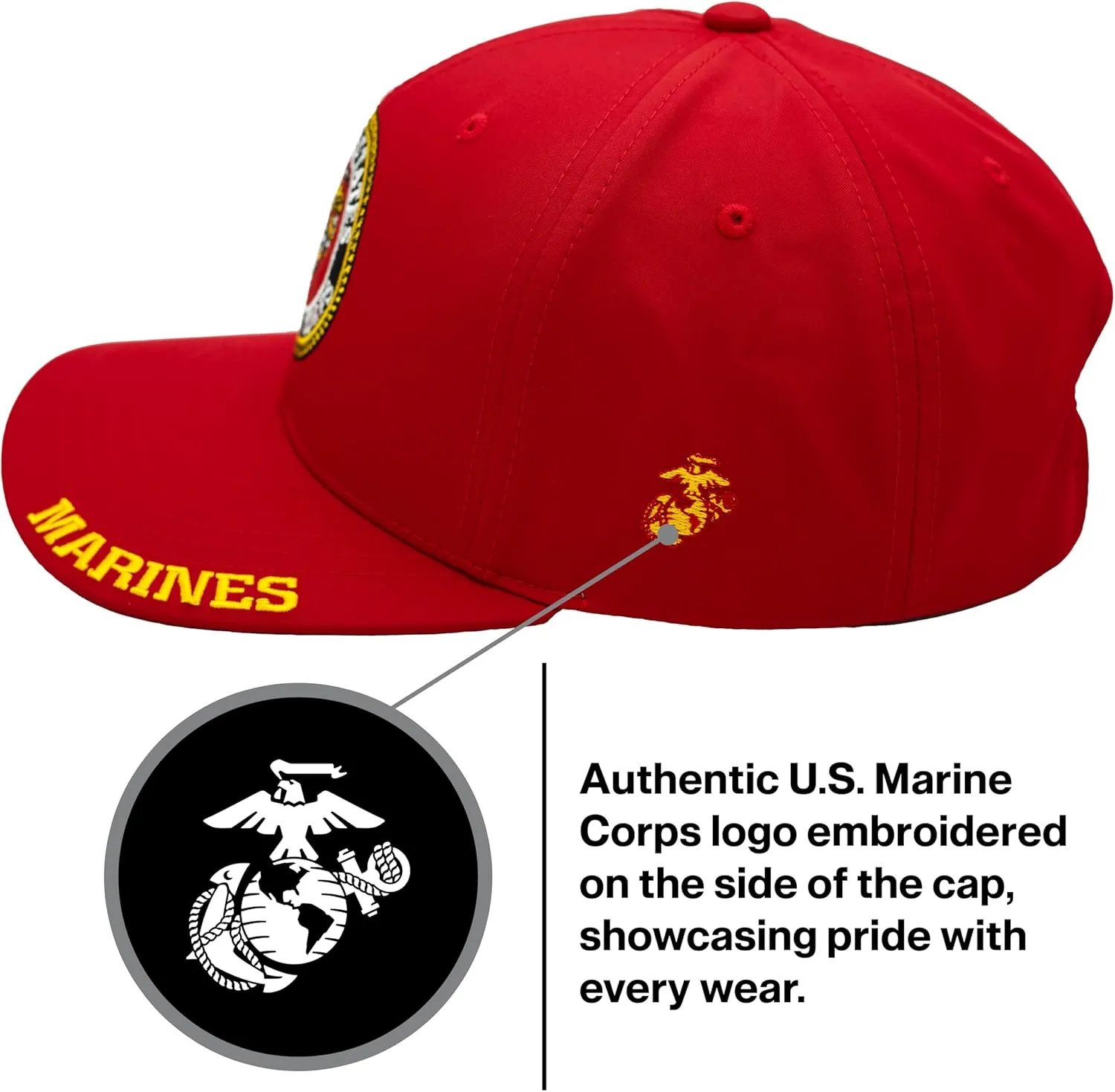 Marine Corps Logo Hat for Men Women USMC Hat, Official Licensed US Marines Seal Embroidered Veteran Baseball Cap