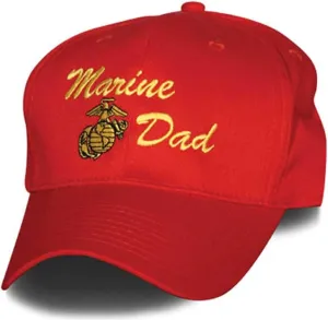 Marine Dad with Eagle Globe and Anchor Direct Embroidered Red Ball Cap