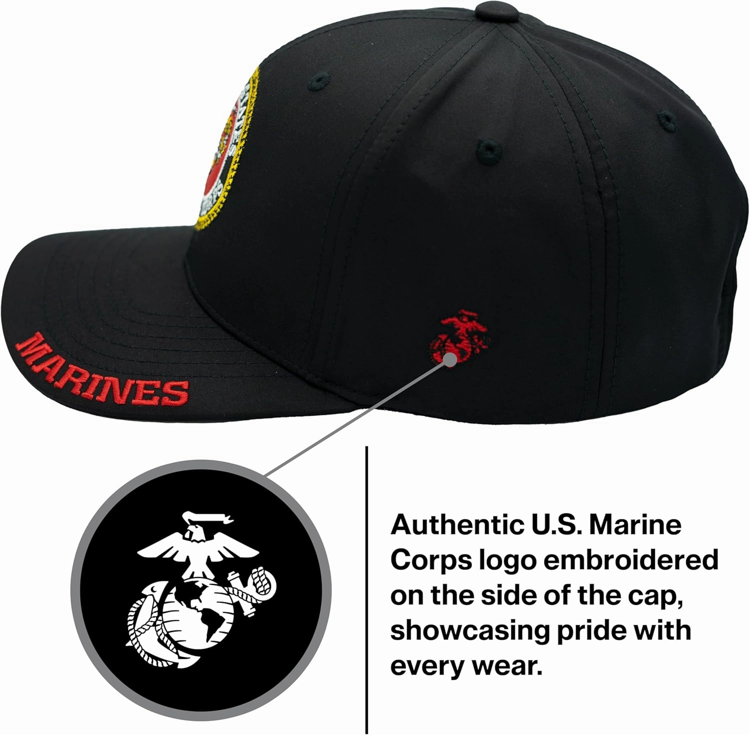 Marine Corps Logo Hat for Men Women USMC Hat, Official Licensed US Marines Seal Embroidered Veteran Baseball Cap