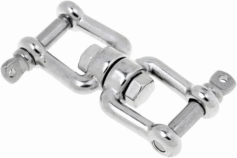 Marine Silver Stainless Steel Chain Connector Swivel Jaw Shackle- M6 Swivel Anchor Chain Connector for Boat