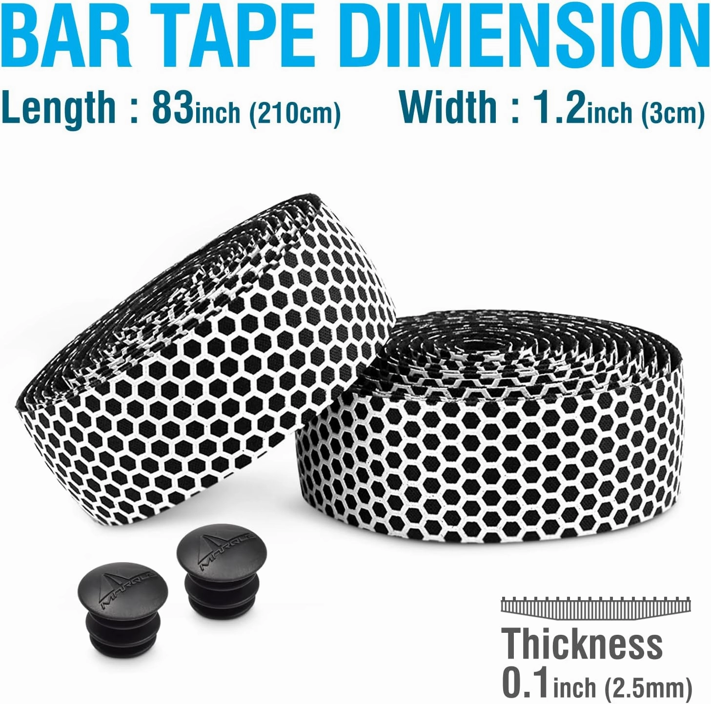 MARQUE Hex Bike Handlebar Tape - Bar Tape for Road Cycling Bicycles, Drop Bar Wraps for Better Grip - 2 Rolls Per Set
