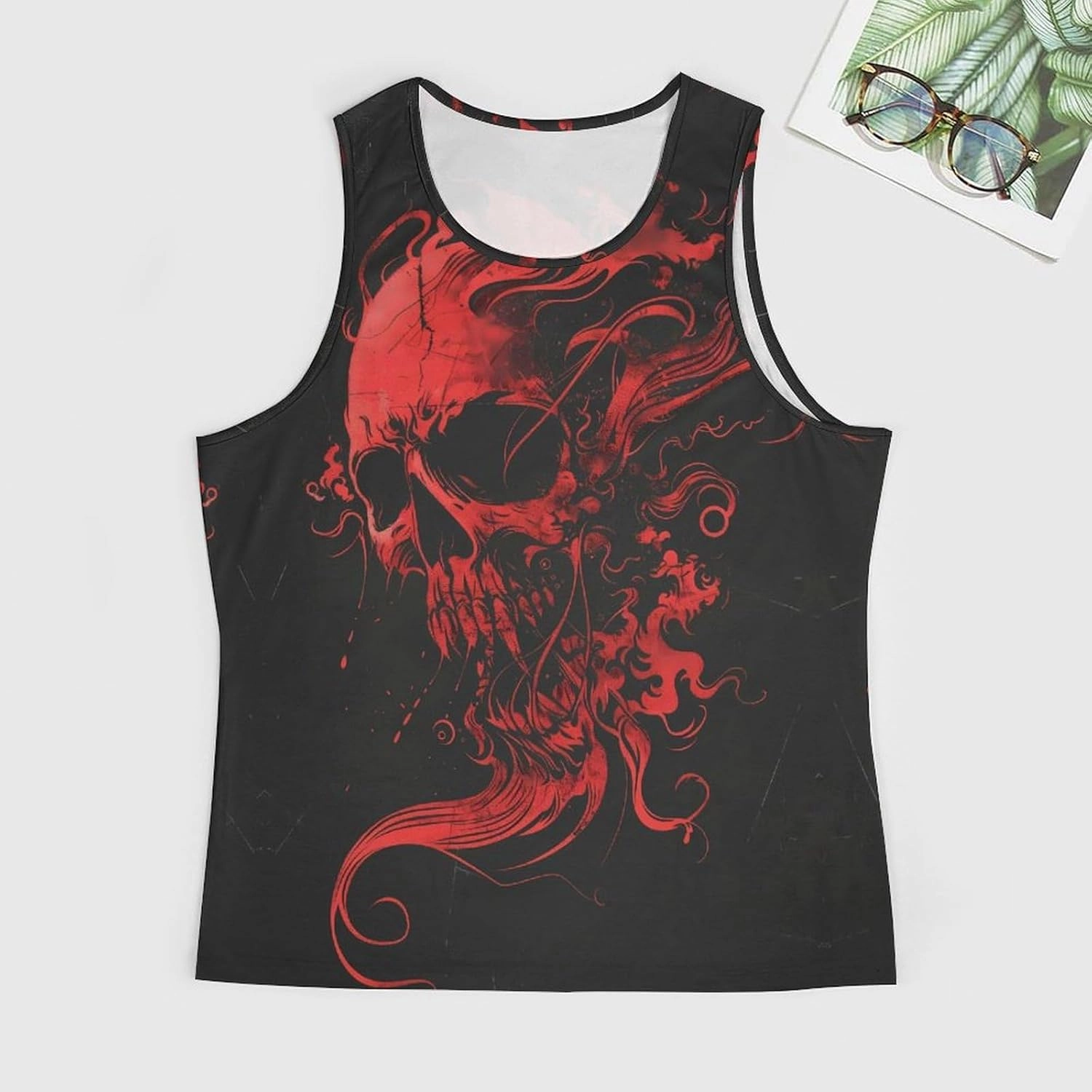 MARSVOVO Mens US Flag Tank Tops Skull Graphic Print Sleeveless Crew Neck Western Shirts for Men Fashion Vest