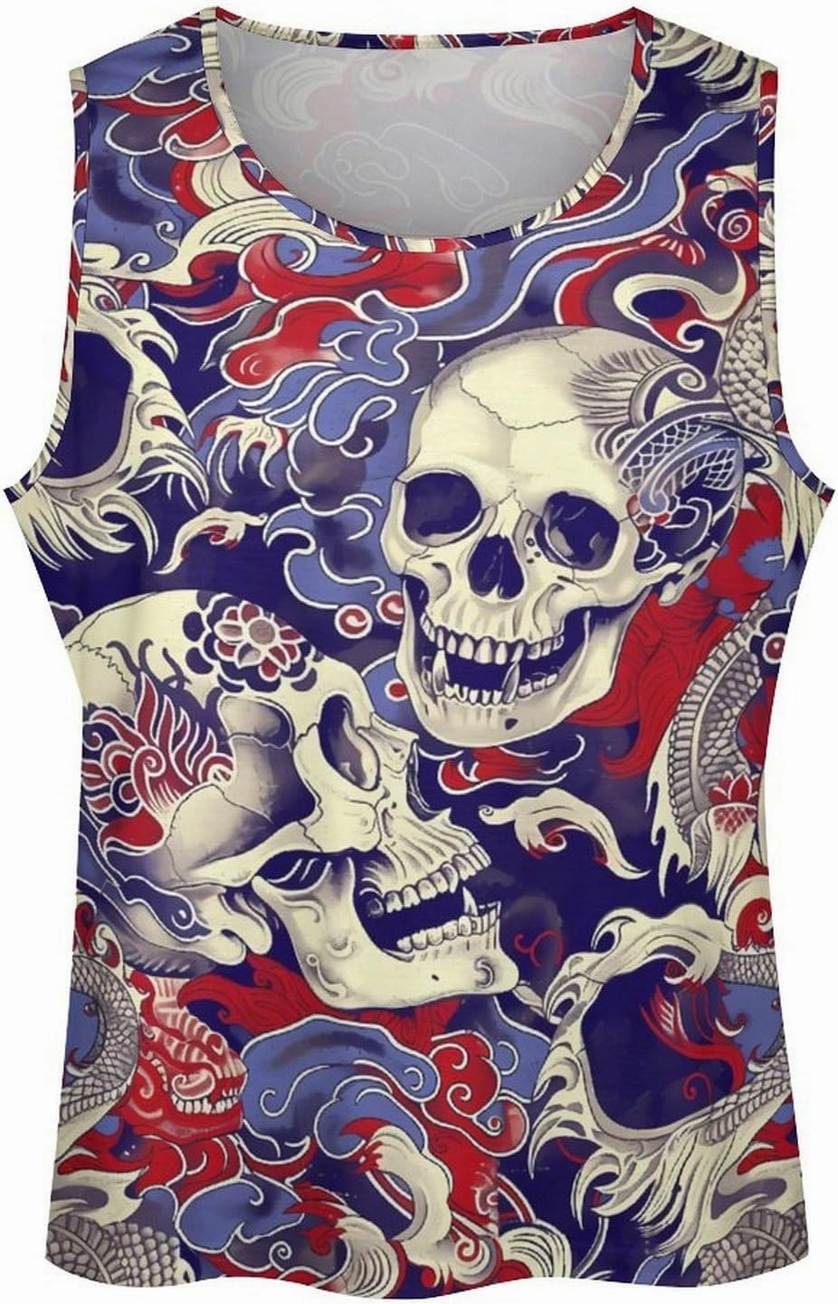 MARSVOVO Mens US Flag Tank Tops Skull Graphic Print Sleeveless Crew Neck Western Shirts for Men Fashion Vest