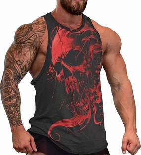 MARSVOVO Mens US Flag Tank Tops Skull Graphic Print Sleeveless Crew Neck Western Shirts for Men Fashion Vest
