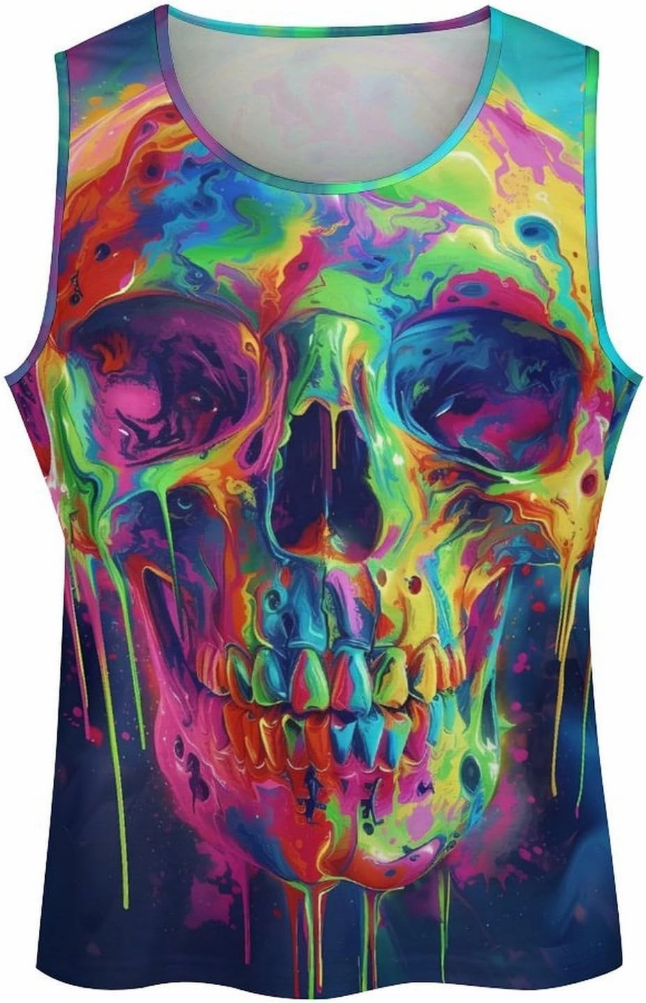 MARSVOVO Mens US Flag Tank Tops Skull Graphic Print Sleeveless Crew Neck Western Shirts for Men Fashion Vest