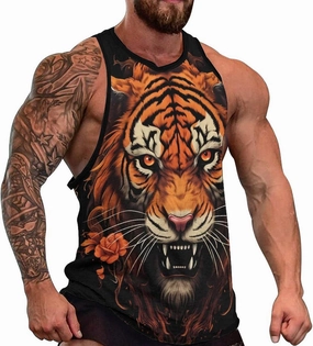 MARSVOVO Tank Tops for Men Animal Print Sport Tank Summer Sleeveless Workout T-Shirts Fitness Vest Athletic Undershirts