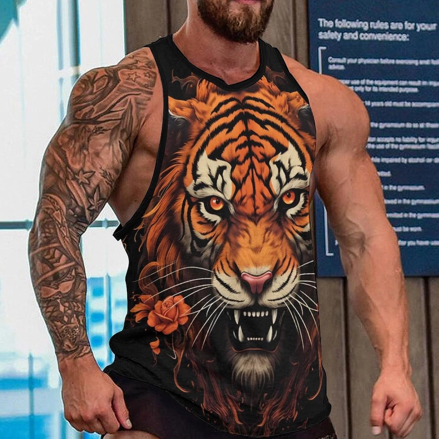 MARSVOVO Tank Tops for Men Animal Print Sport Tank Summer Sleeveless Workout T-Shirts Fitness Vest Athletic Undershirts