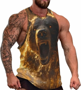MARSVOVO Tank Tops for Men Animal Print Sport Tank Summer Sleeveless Workout T-Shirts Fitness Vest Athletic Undershirts