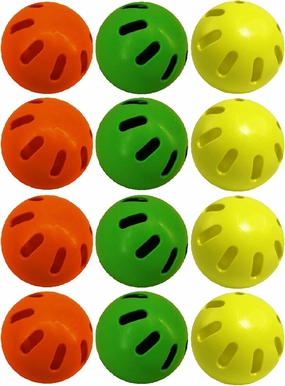 Matty's Toy Stop Wiffle Balls Green, Orange & Yellow Official Size Baseballs Set Exclusive Colors Bundle - 12 Pack (4 Green, 4 Orange & 4 Yellow)