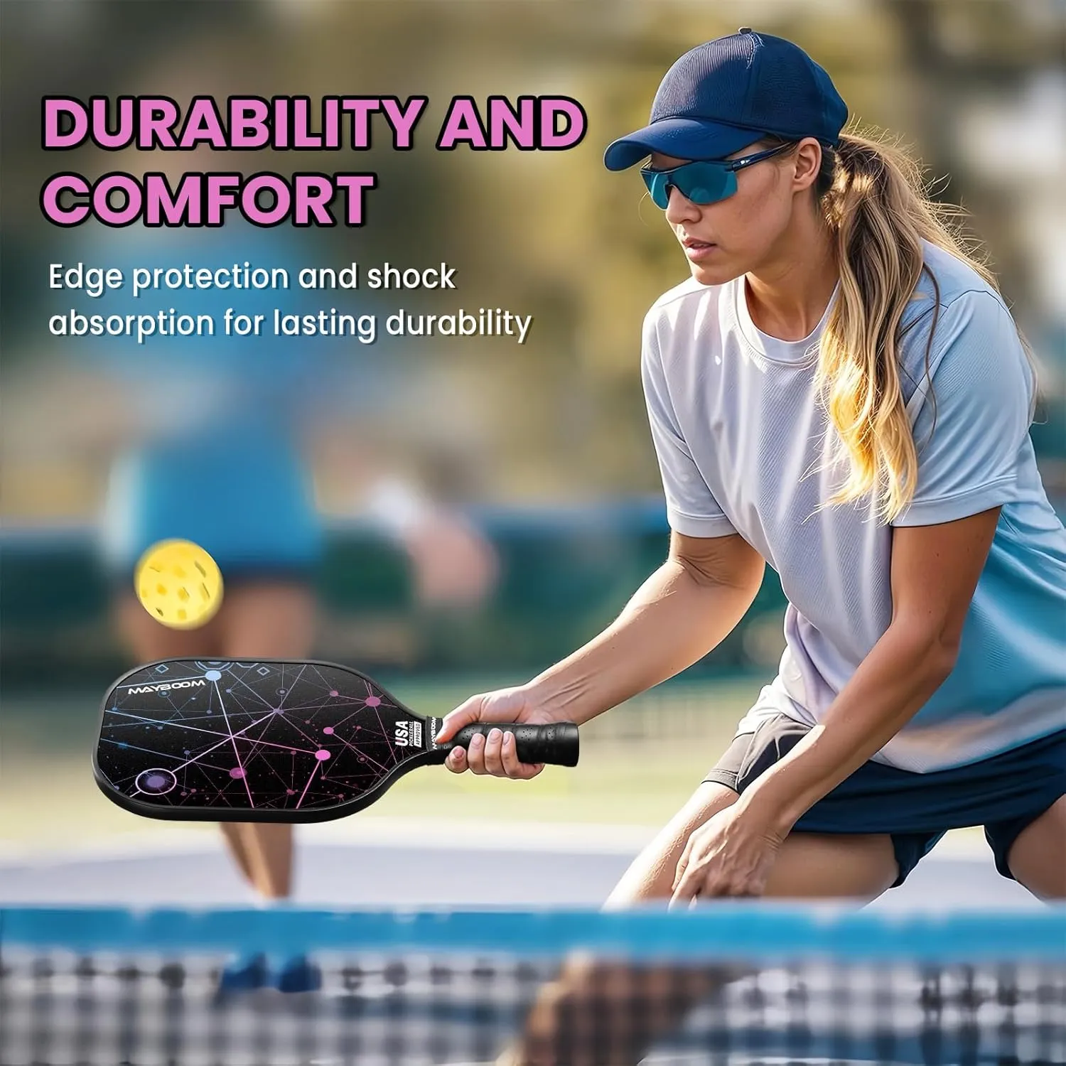Mayboom Pickleball Paddles Set of 2 or 4, USAPA Approved Pickleball Set with 4 Pickleball Balls and Pickleball Bag, Fiberglass Pickle Ball Rackets 2 Pack for Beginner