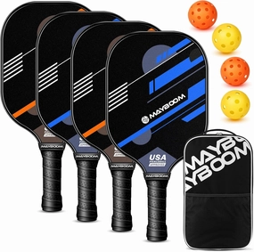 Mayboom Pickleball Paddles Set of 2 or 4, USAPA Approved Pickleball Paddles Set with 4 Pickleball Balls and Pickleball Carry Bag, Fiberglass Pickle Ball Rackets 2 Pack Gifts for Beginners&Pros