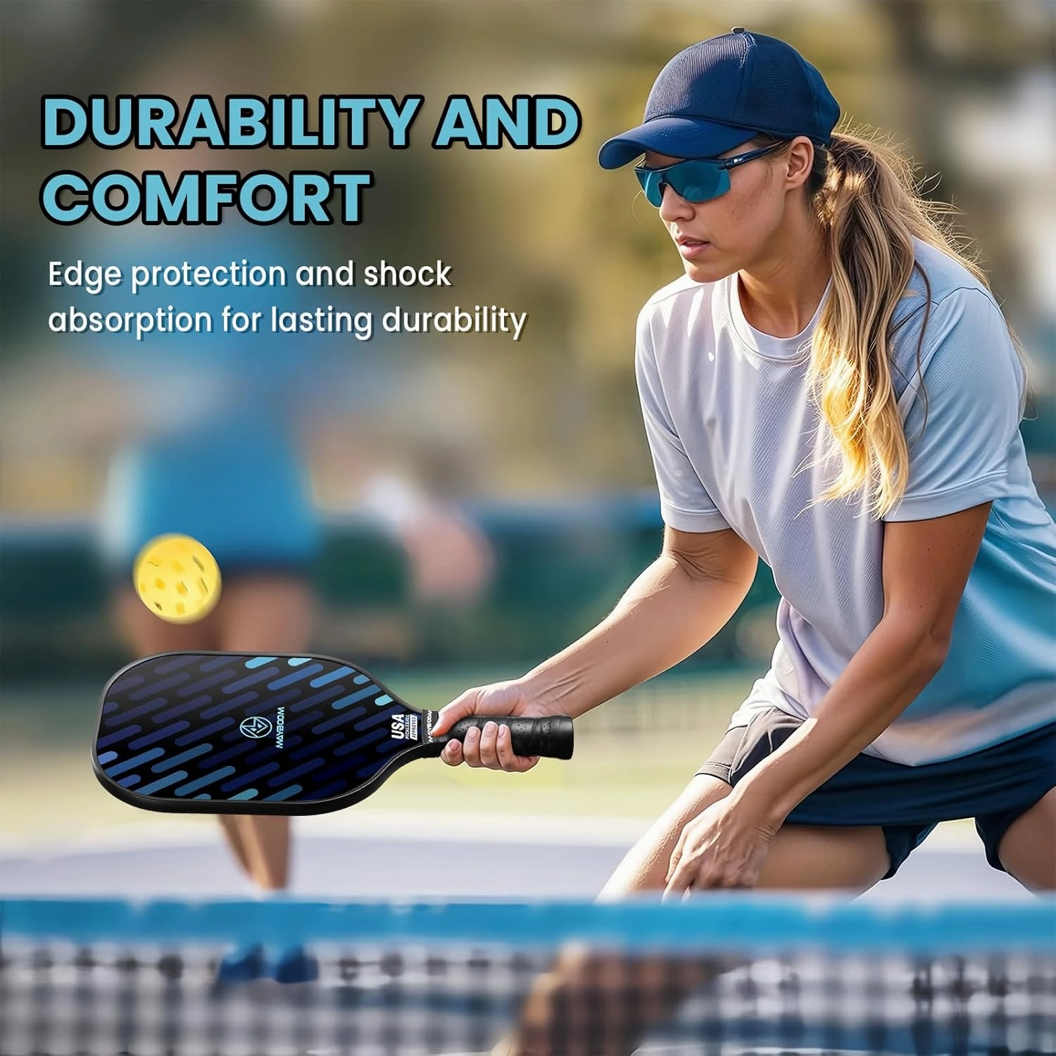 Mayboom Pickleball Paddles Set of 2 or 4, USAPA Approved Pickleball Set with 4 Pickleball Balls and Pickleball Bag, Fiberglass Pickle Ball Rackets 2 Pack for Beginner