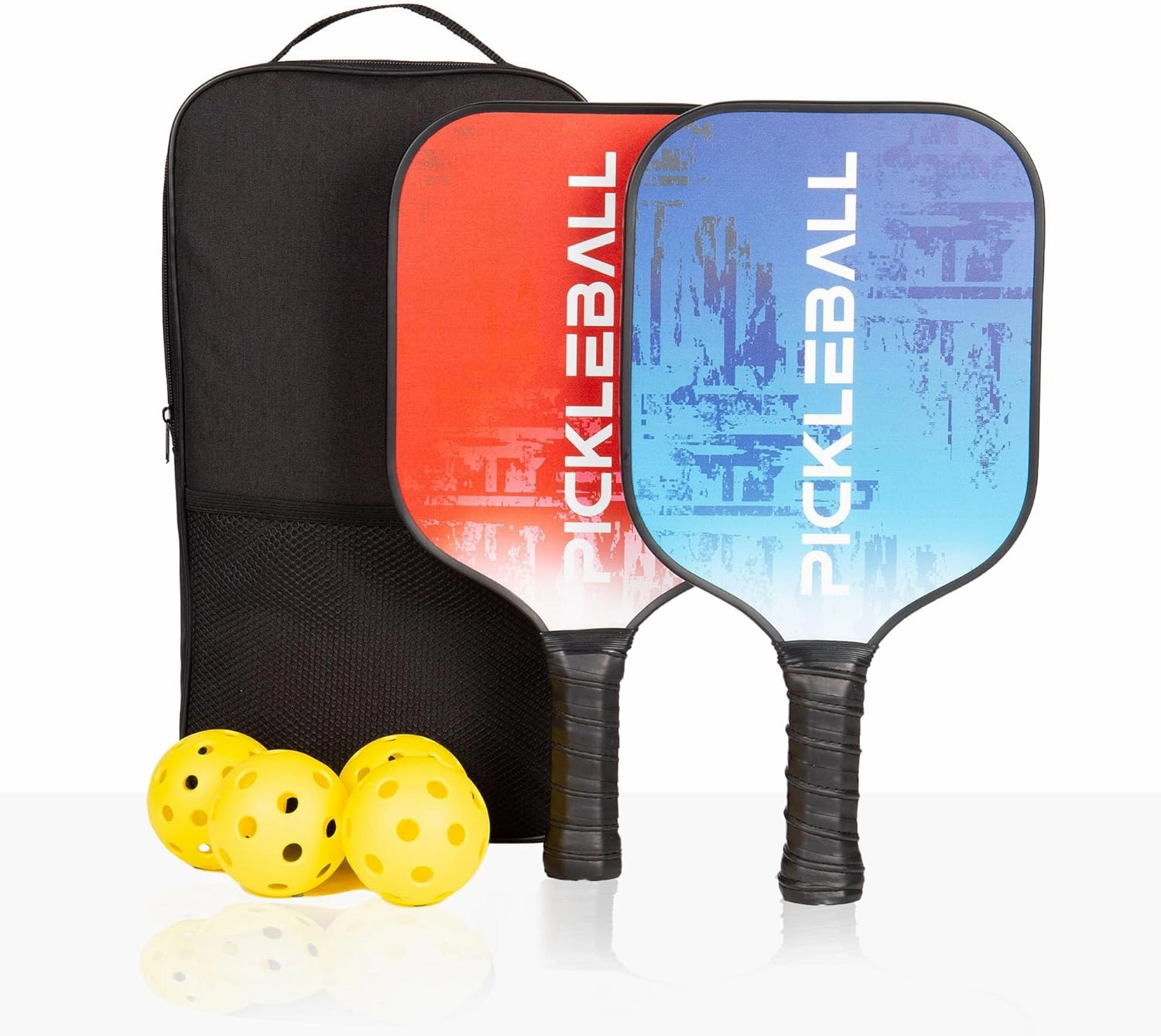 Medeca - Pickleball Set Fiberglass Surface Rackets Multicolor Pickleball Paddles Set of 2, Complete Pickle Ball Paddle Set with Balls and Carry Bag