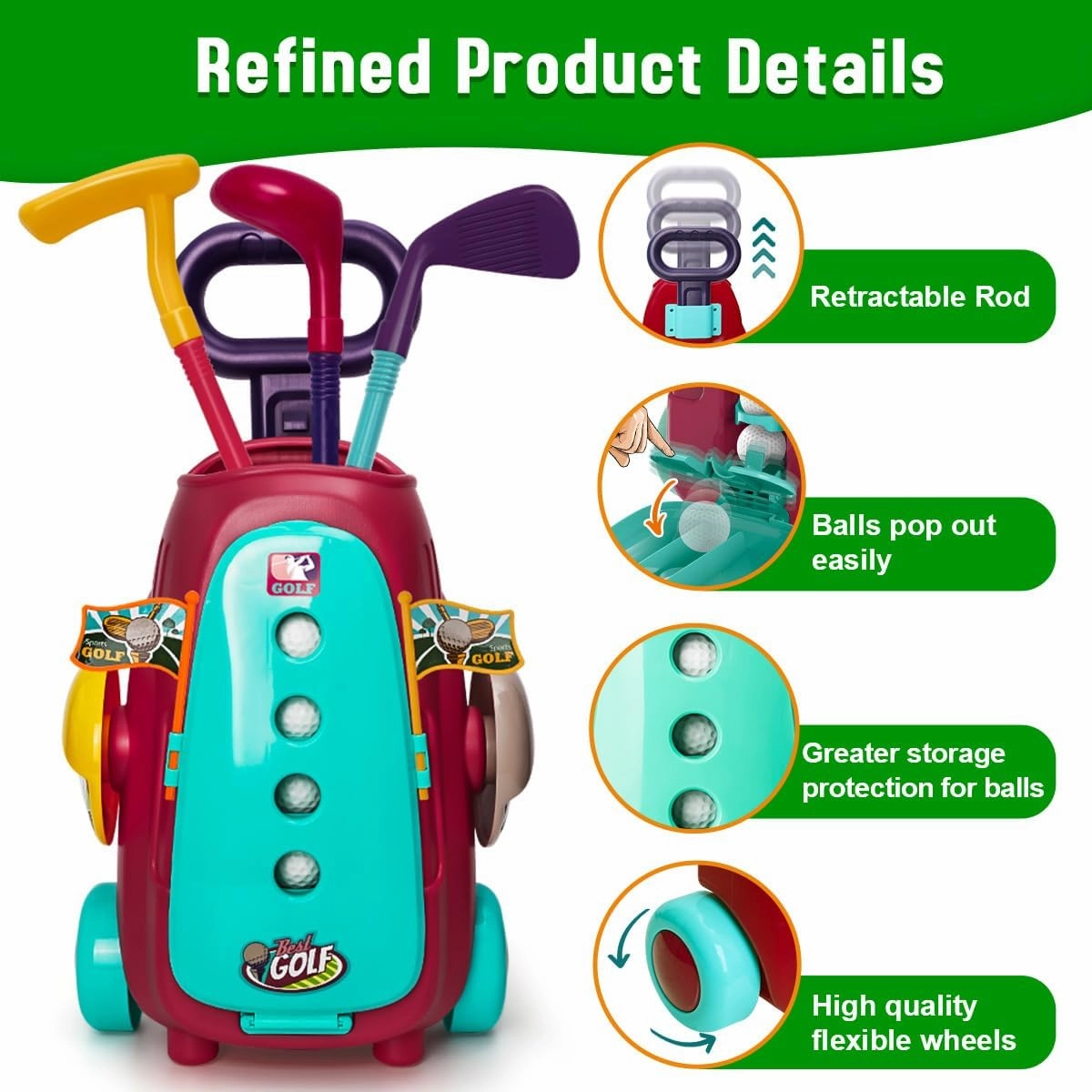 Meland Toddler Golf Set - Kids Golf Club Set Toddler Kids Toys for 3 4 5 6 Years Old Boys Girls Birthday Gift