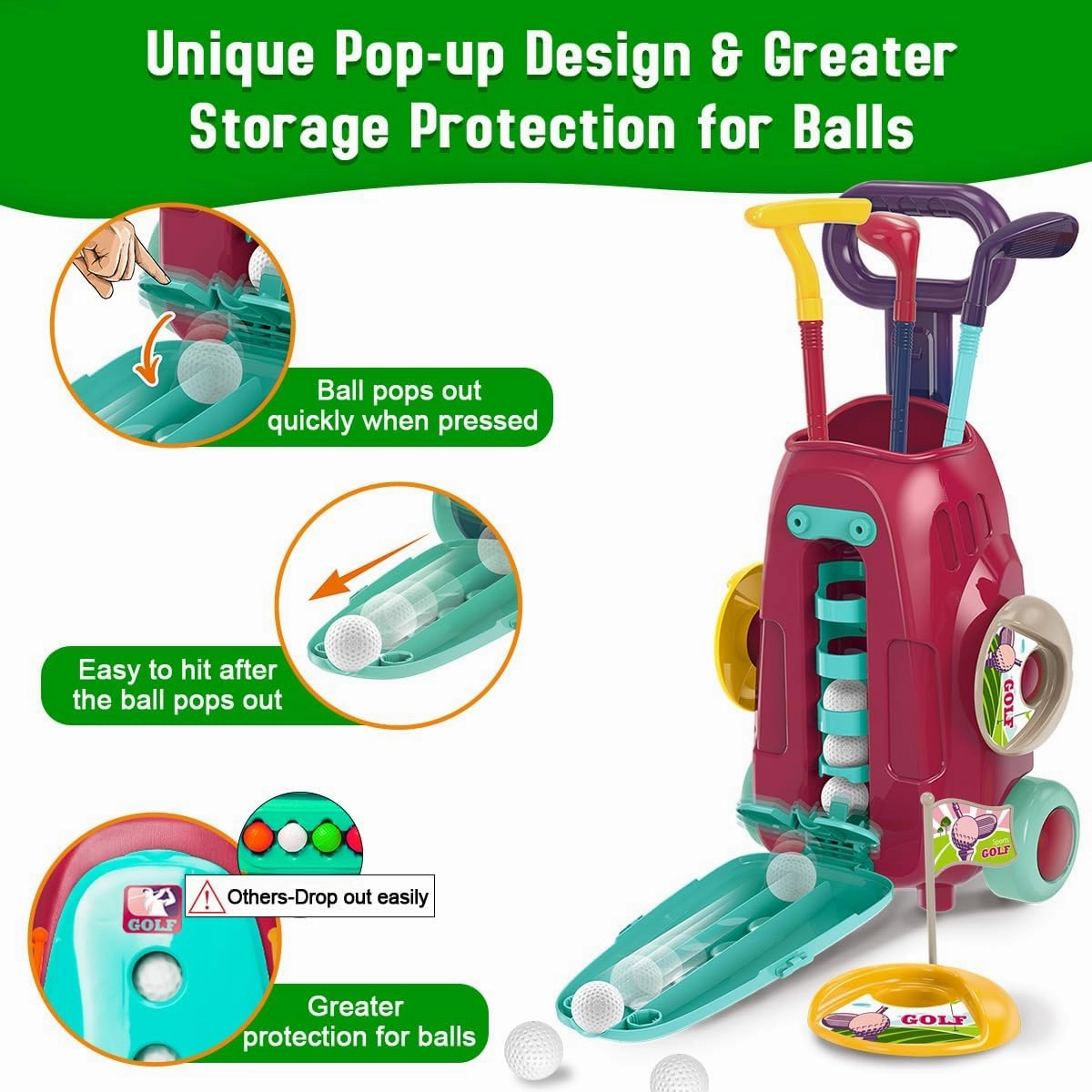 Meland Toddler Golf Set - Kids Golf Club Set Toddler Kids Toys for 3 4 5 6 Years Old Boys Girls Birthday Gift