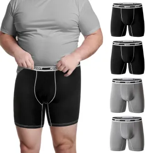 Men Big and Tall Underwear Boxer Briefs - Breathable Moisture Wicking Long Leg Underwear 2XL 3XL 4XL 5XL 6XL