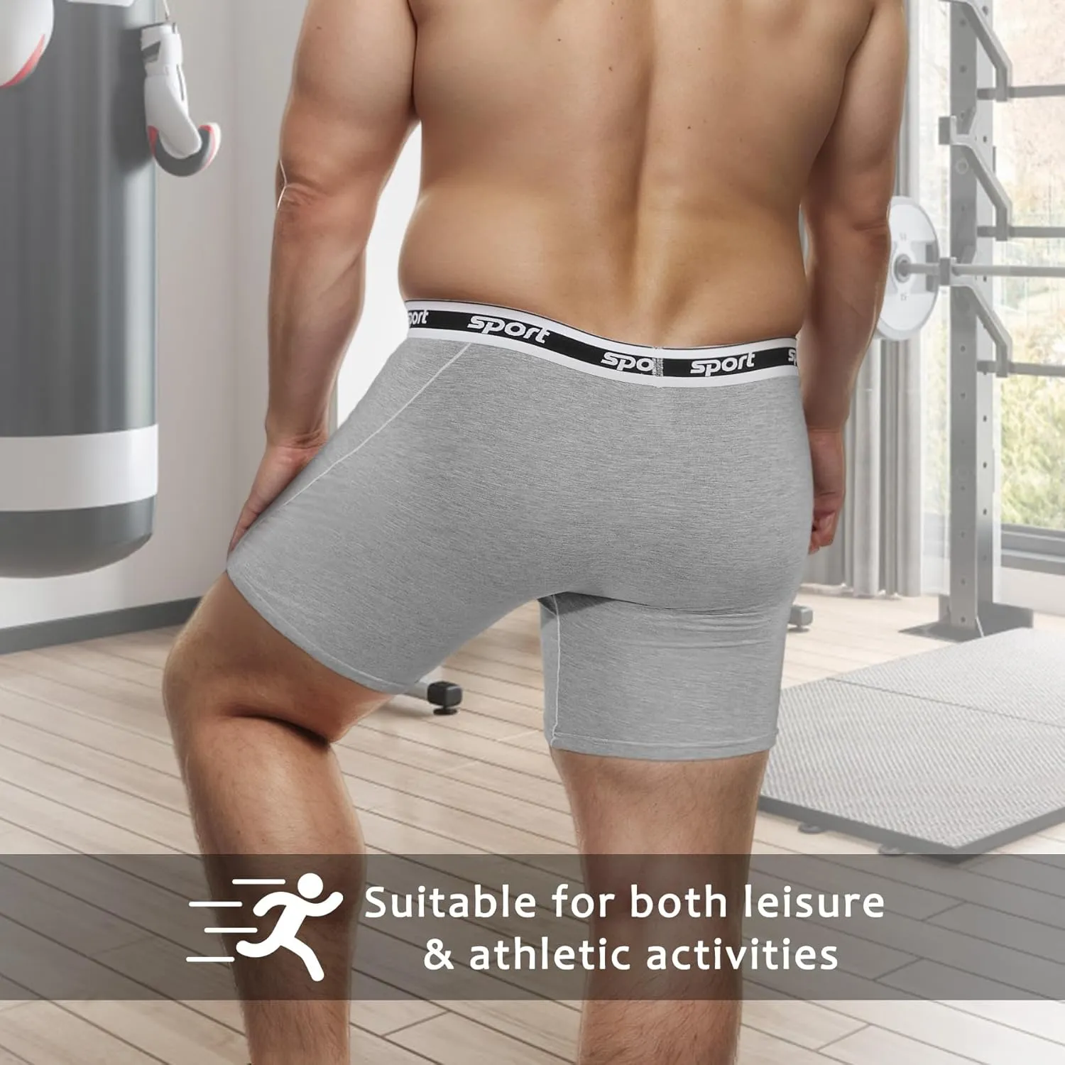 Men Big and Tall Underwear Boxer Briefs - Breathable Moisture Wicking Long Leg Underwear 2XL 3XL 4XL 5XL 6XL