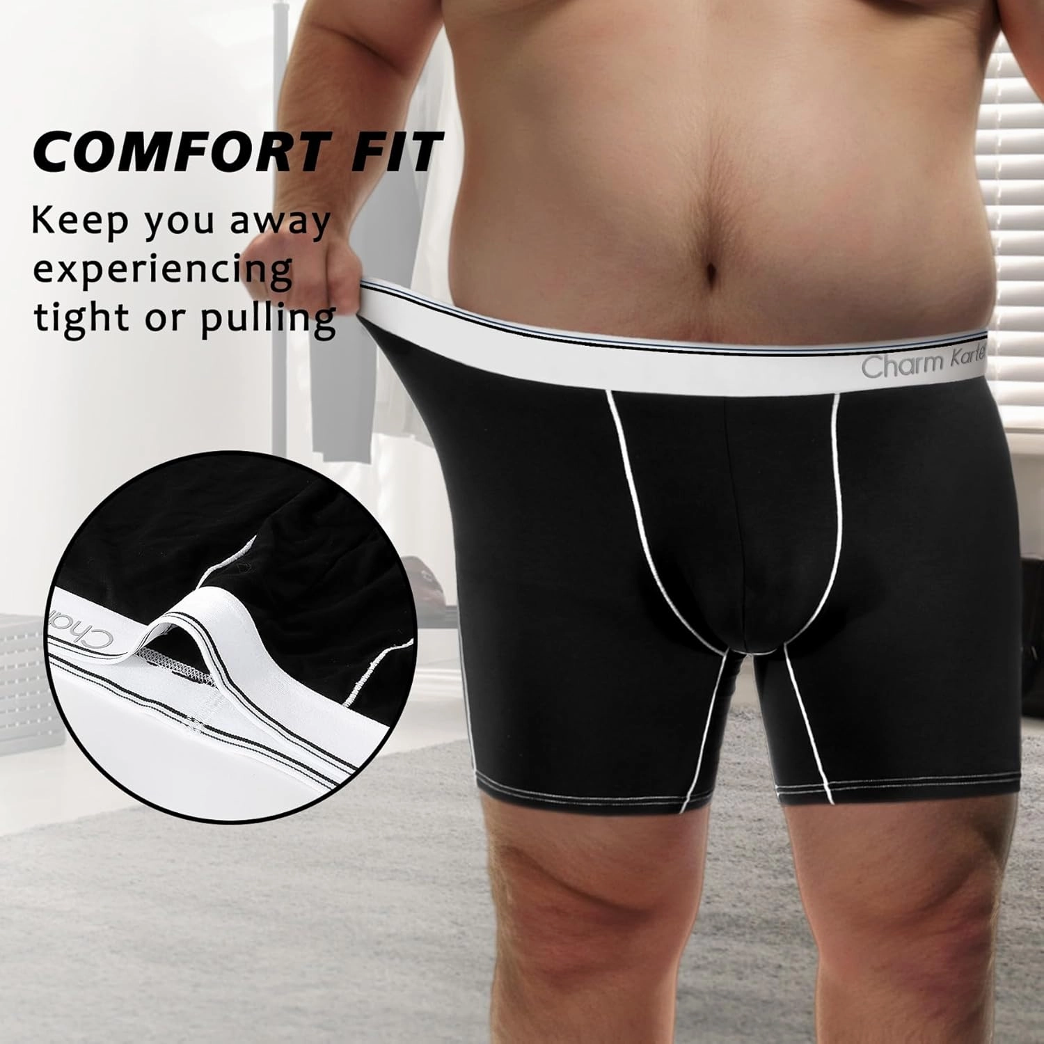 Men Big and Tall Underwear Boxer Briefs - Breathable Moisture Wicking Long Leg Underwear 2XL 3XL 4XL 5XL 6XL