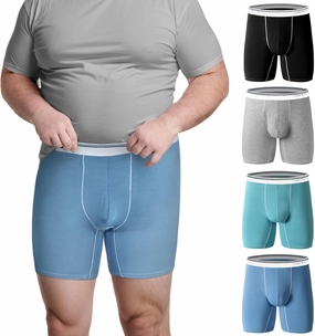Men Big and Tall Underwear Boxer Briefs - Breathable Moisture Wicking Long Leg Underwear 2XL 3XL 4XL 5XL 6XL