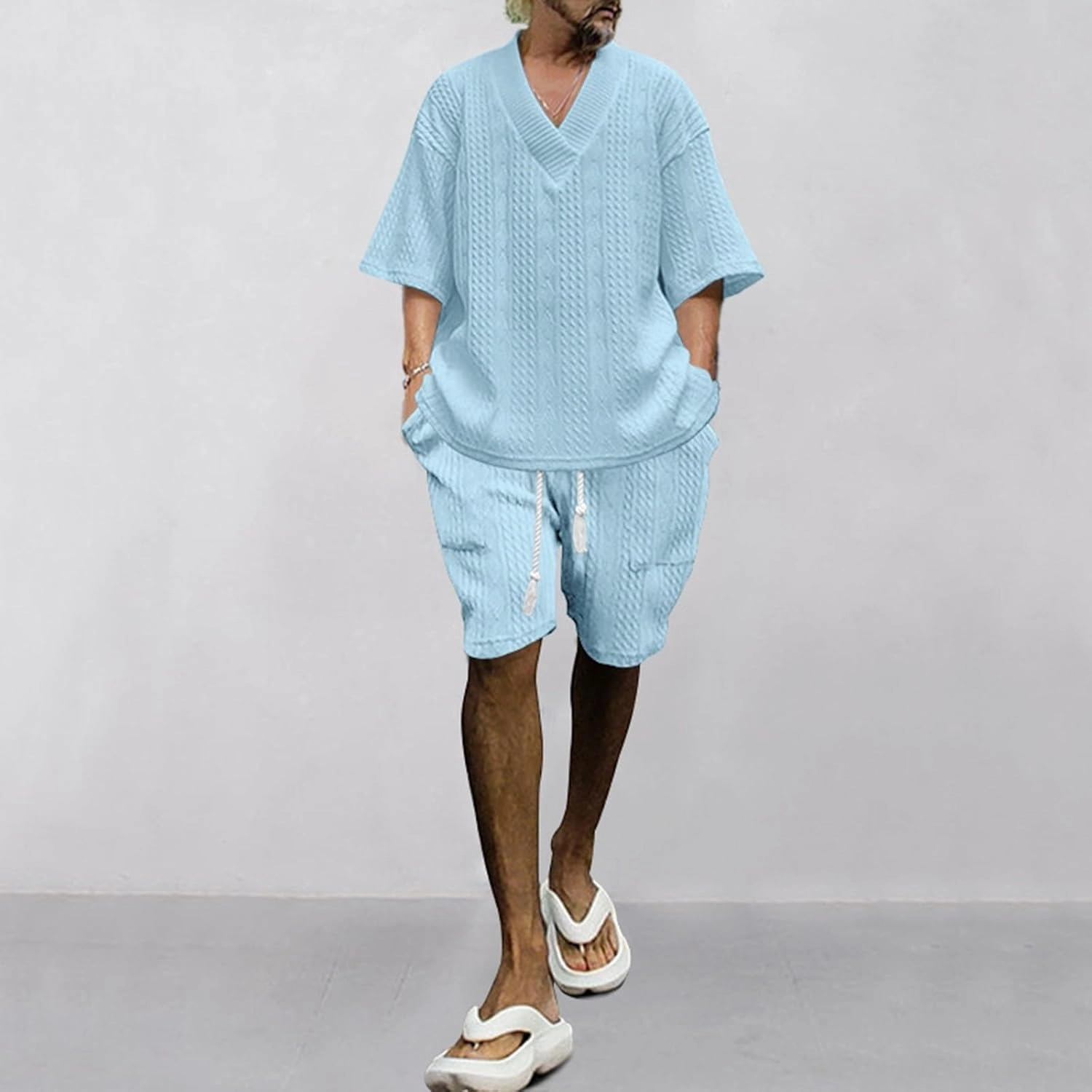 Men's Short Sleeve Summer T Shirt & Shorts Set Two 2 Piece Casual Daily, Sweatsuits Set Athletic Jogging Gym Activewear