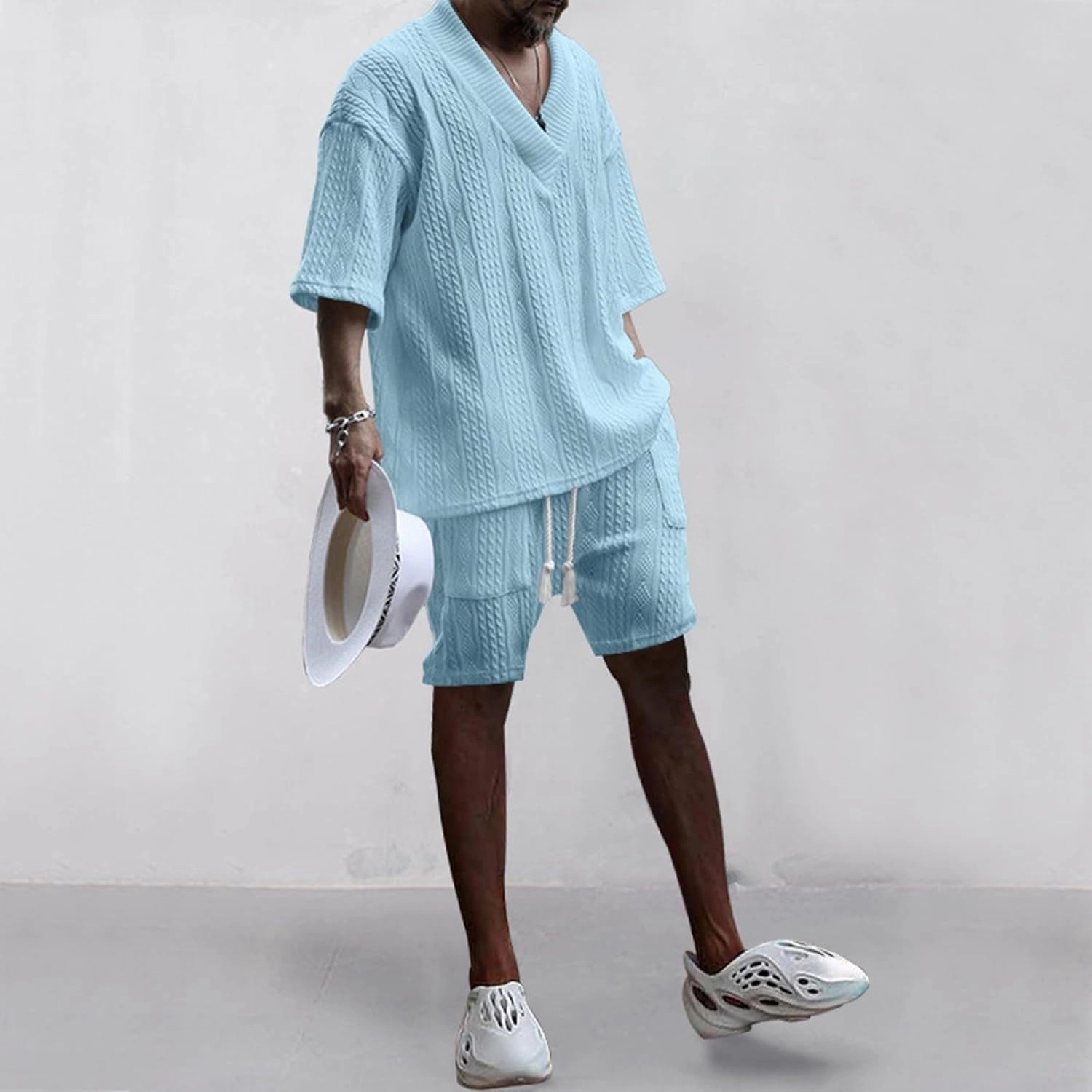 Men's Short Sleeve Summer T Shirt & Shorts Set Two 2 Piece Casual Daily, Sweatsuits Set Athletic Jogging Gym Activewear