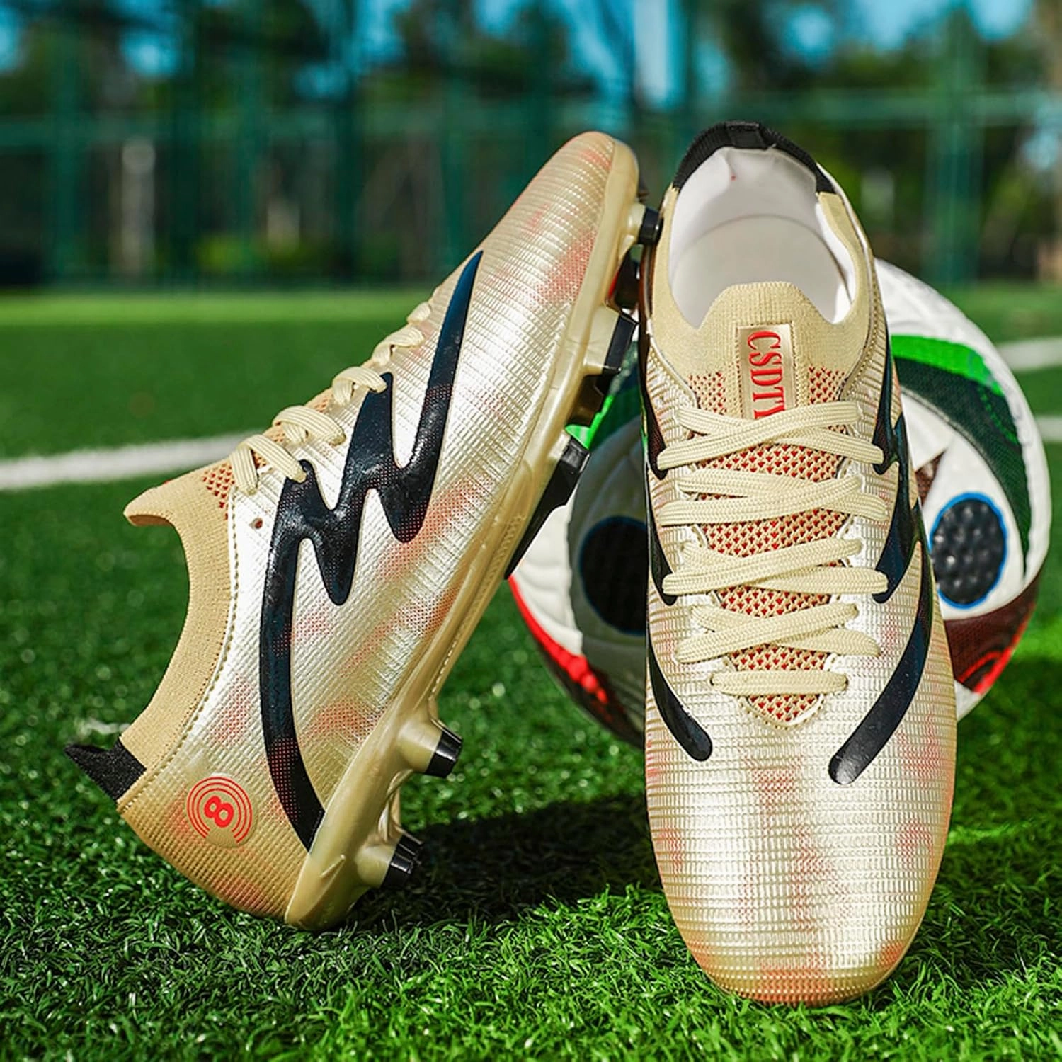 Men's Soccer Cleats Youth High-Top Football Cleats Firm Ground Turf Athletic Shoes Kids Football Shoes Lightweight Training Futsal Shoes