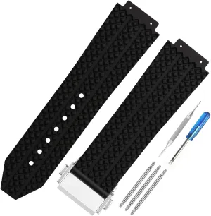 Men's Rubber Strap Compatible for 25mm Hublot Big Bang Series Ladies outdoor work waterproof silicone watch band wrist strap with buckle