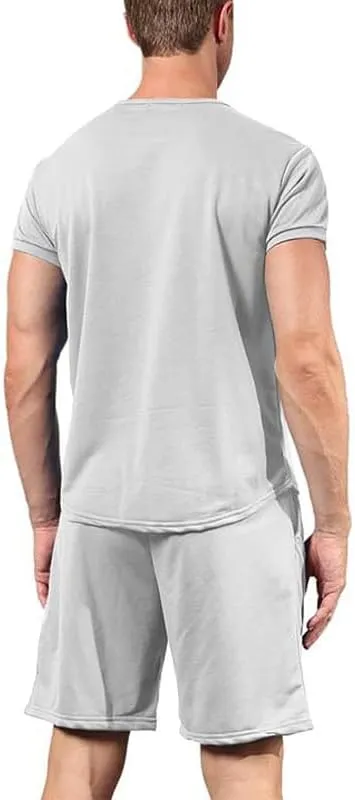Men's Shirt and Shorts Set 2 Piece Outfits Fashion Summer Tracksuits Casual Sportwear Set