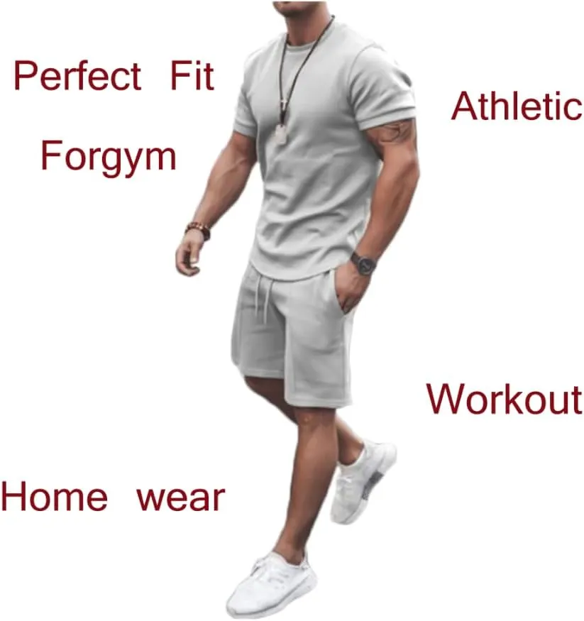 Men's Shirt and Shorts Set 2 Piece Outfits Fashion Summer Tracksuits Casual Sportwear Set