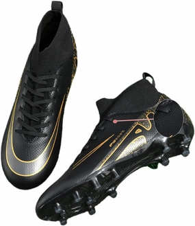 Mens High-Top Soccer Cleats Womens Turf Football Shoes Boys Girls Lightweight Youth Professional Indoor Outdoor AG Black Purple Pink