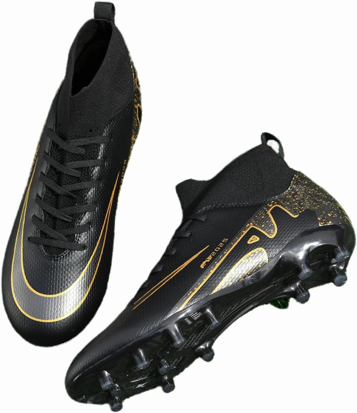 Mens High-Top Soccer Cleats Womens Turf Football Shoes Boys Girls Lightweight Youth Professional Indoor Outdoor AG Black Purple Pink