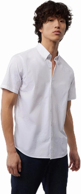 Mens Ligon All Over Embroidered Bunny Short Sleeve Shirt