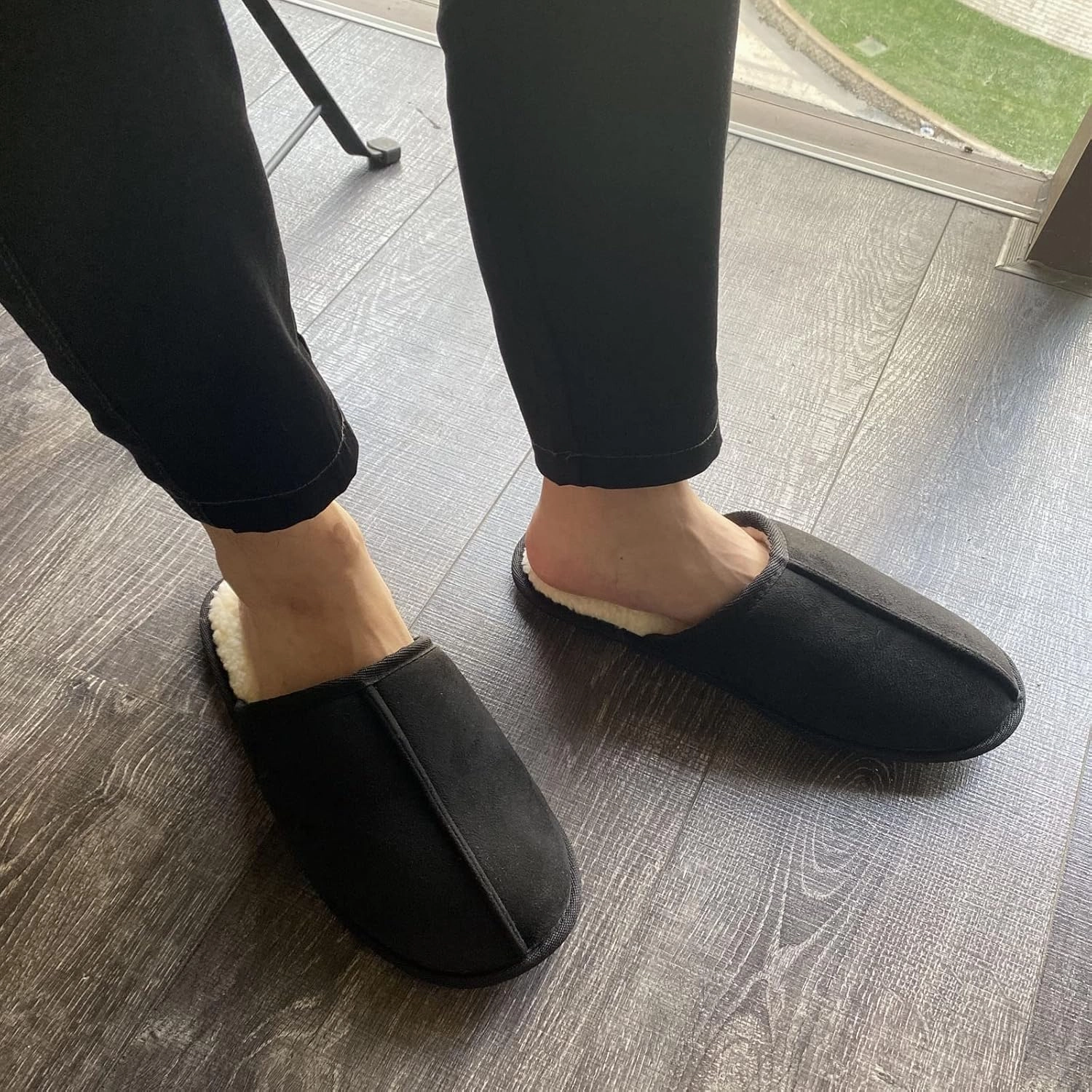 Mens Scuff Slippers Micro Suede Memory Foam Slide Clogs Slip on Indoor Outdoor House Shoes