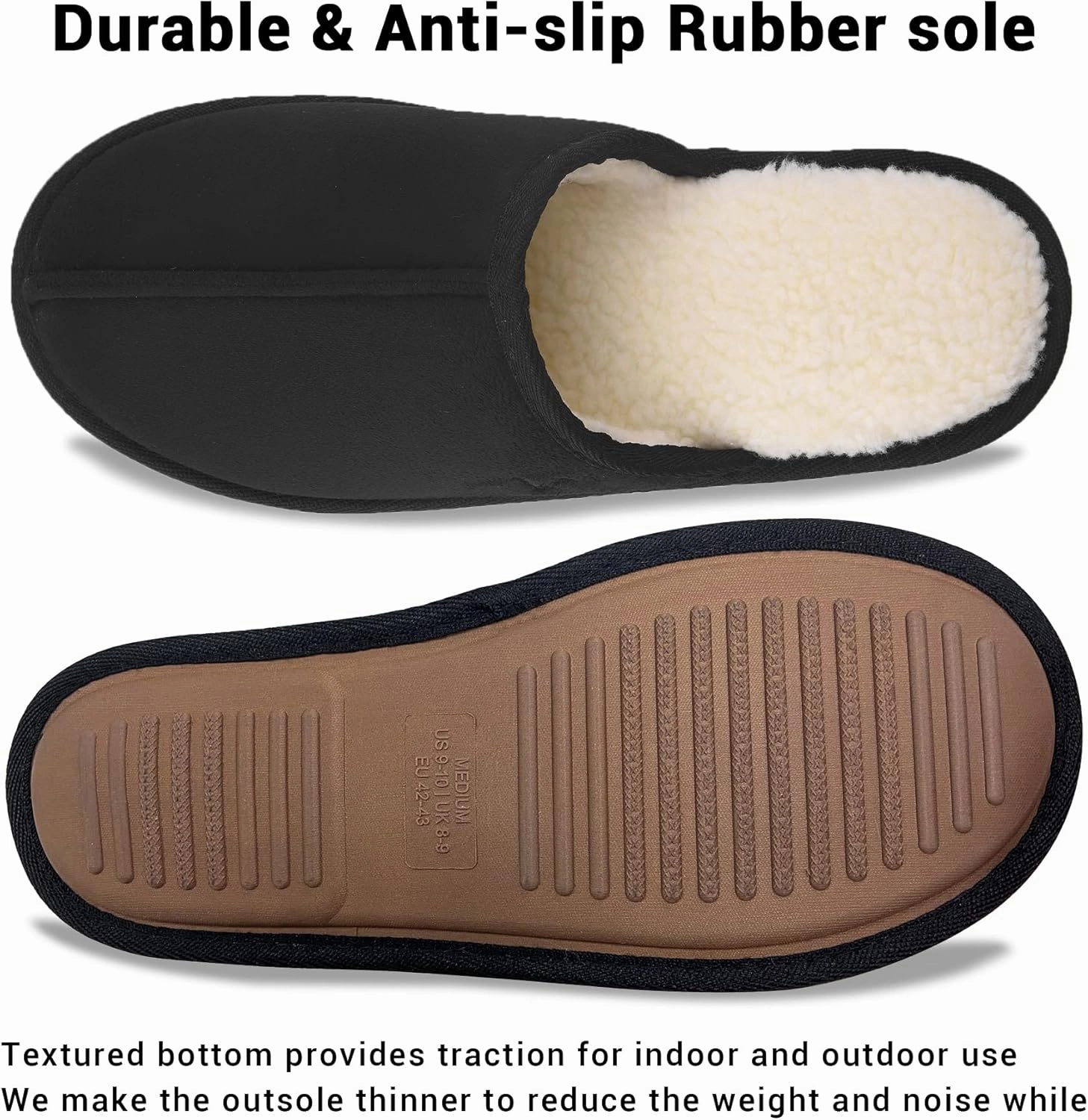 Mens Scuff Slippers Micro Suede Memory Foam Slide Clogs Slip on Indoor Outdoor House Shoes