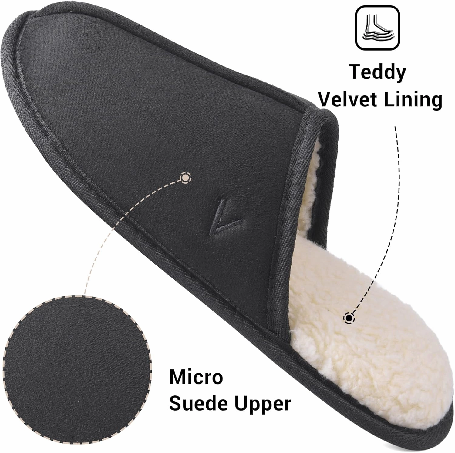 Mens Scuff Slippers Micro Suede Memory Foam Slide Clogs Slip on Indoor Outdoor House Shoes