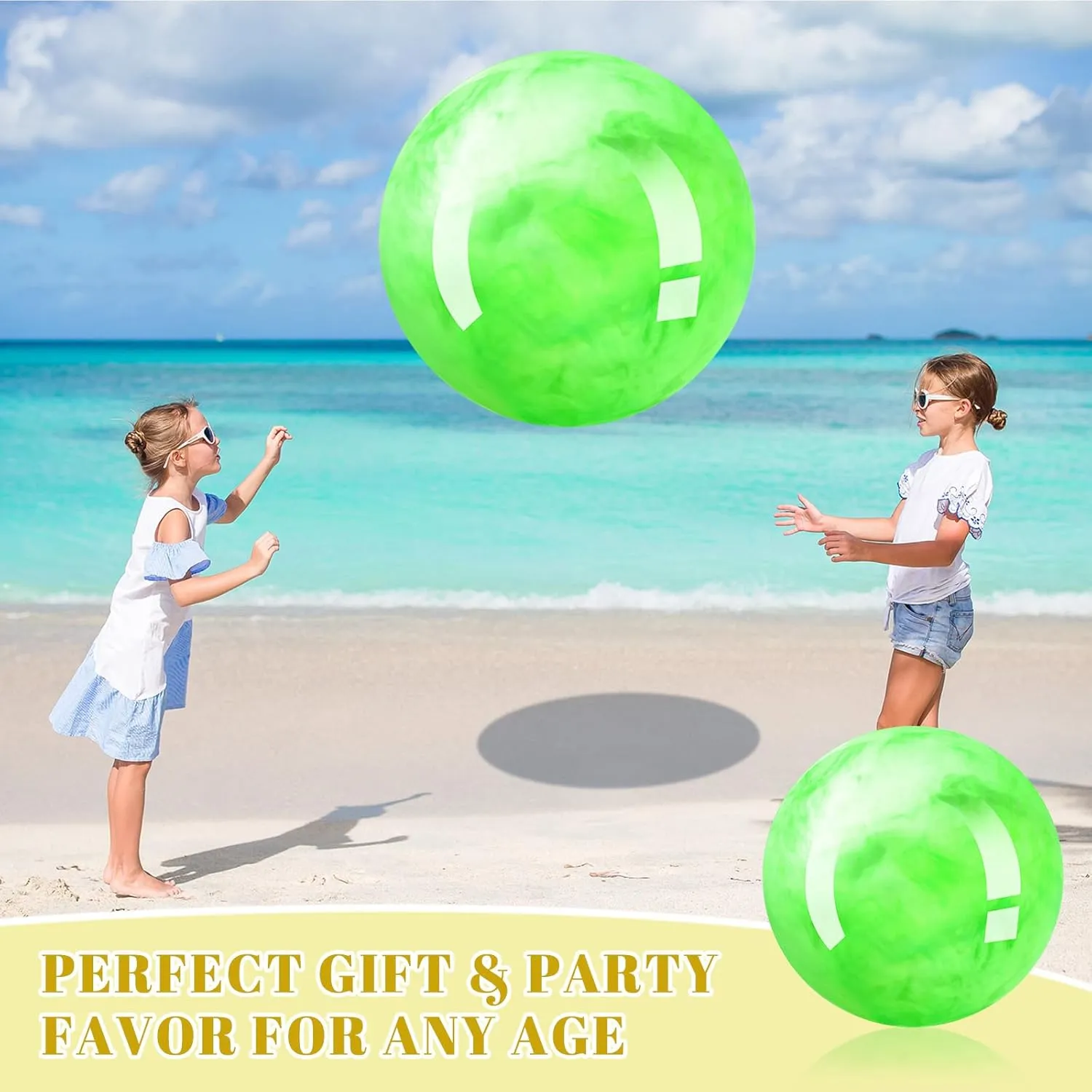 Meooeck 4 Pcs Inflatable Marbleized Big Bouncy Balls Large Rubber Ball Giant Inflatable Ball Inflatable Kickball Giant Beach Balls for Kids and Adult