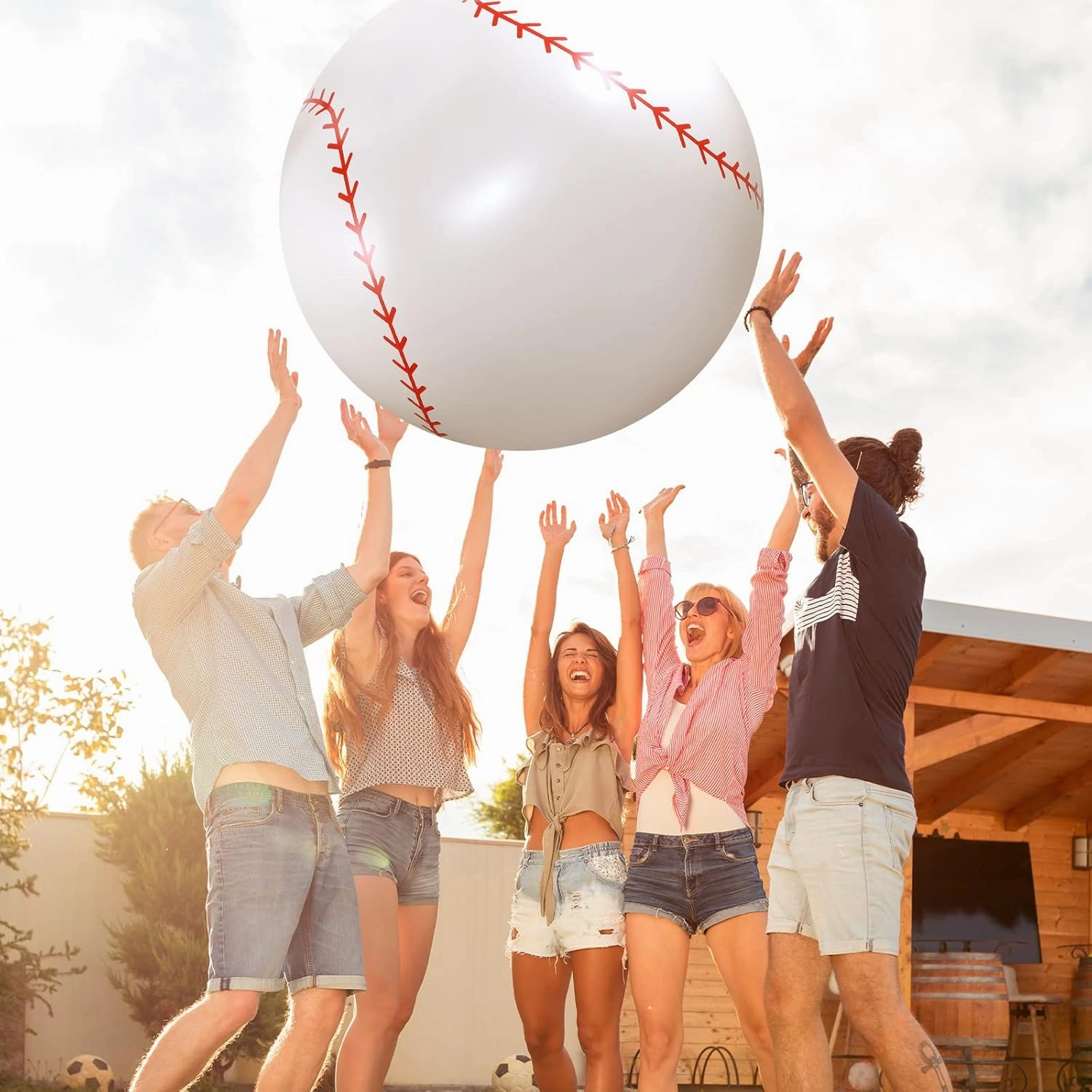 Meooeck 2 Pcs 27 Inch Inflatable Balls Large Inflatable Baseball Giant Beach Balls for Pool Summer Outdoor Activity Games Birthday Party Decorations