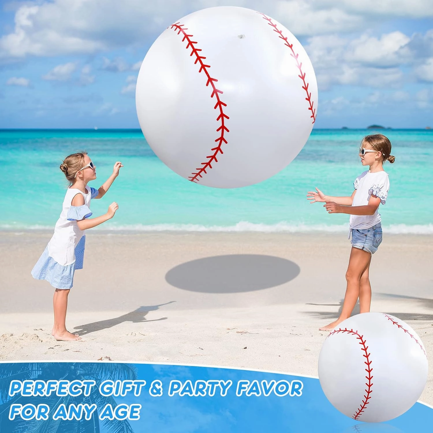 Meooeck 2 Pcs 27 Inch Inflatable Balls Large Inflatable Baseball Giant Beach Balls for Pool Summer Outdoor Activity Games Birthday Party Decorations
