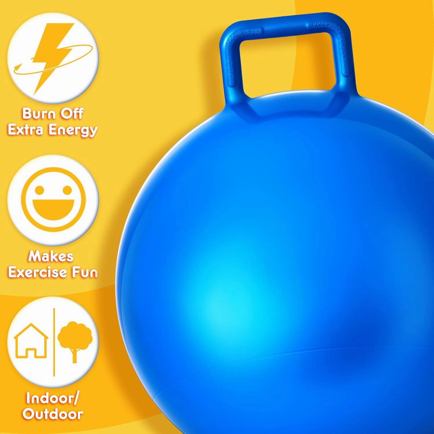 Meooeck 9 Pcs Hopper Ball Outdoor Bouncy Balls with Handles and Air Pump Jumping Hopping Ball for Games Exercise