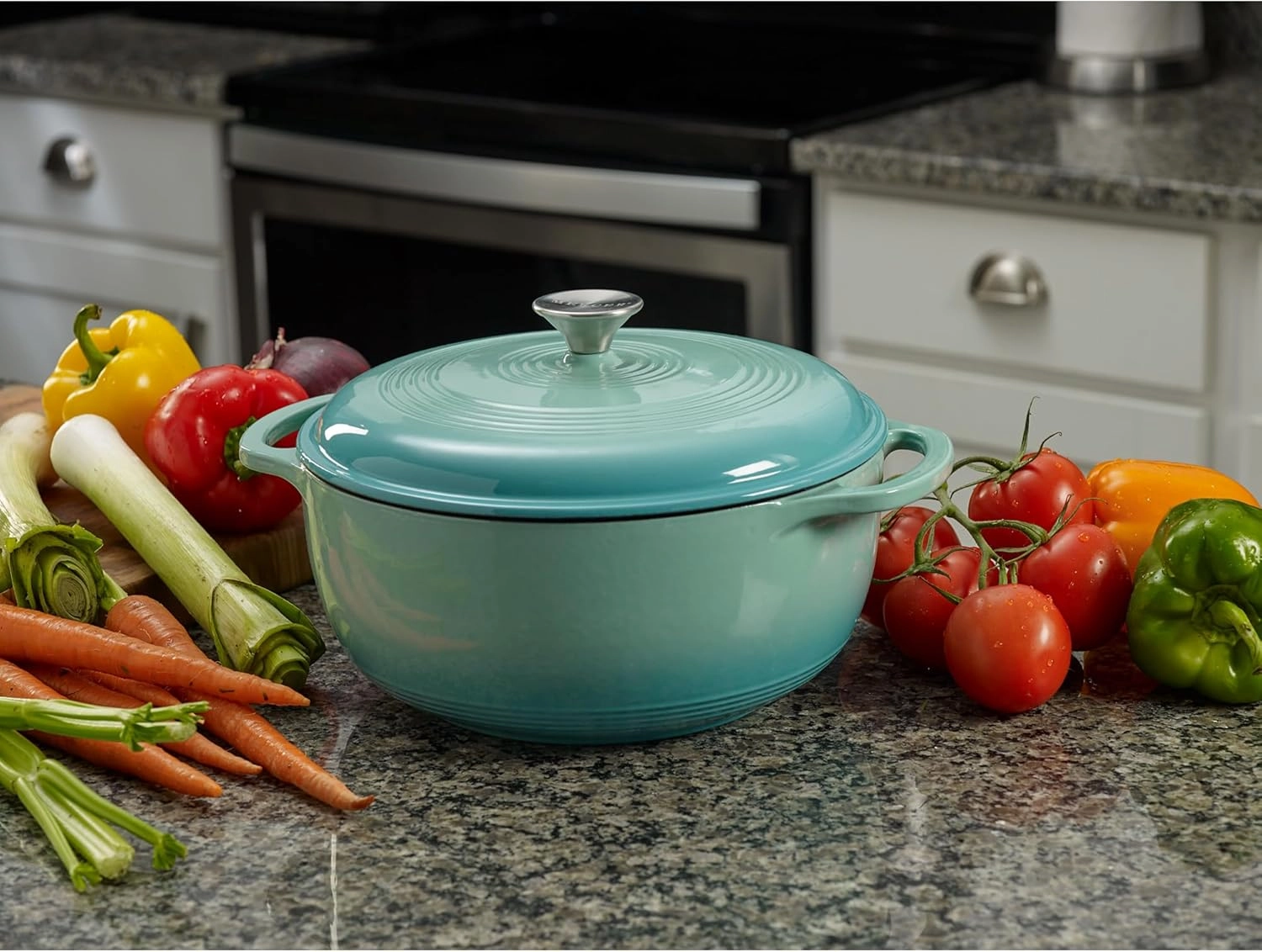 Mercer Culinary Enameled Cast Iron Round Dutch Oven, 6 qt., Aqua
