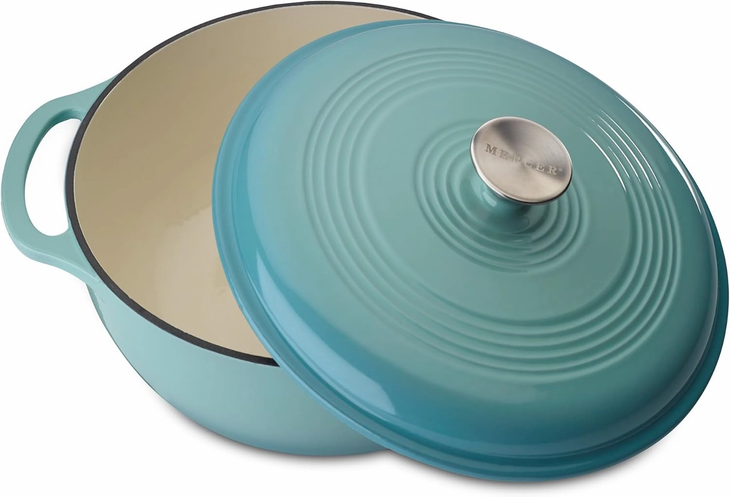 Mercer Culinary Enameled Cast Iron Round Dutch Oven, 6 qt., Aqua