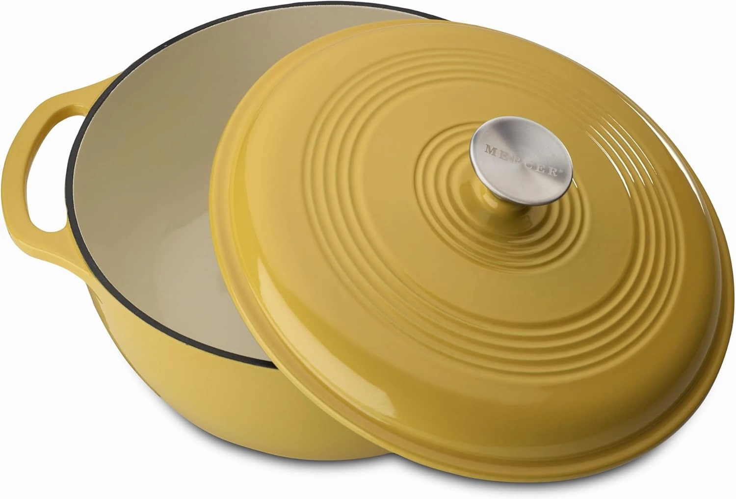 Mercer Culinary Enameled Cast Iron Round Dutch Oven, 6 qt., Canary