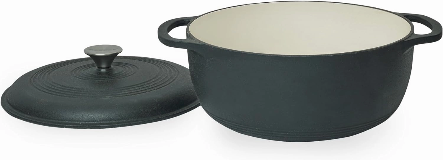 Mercer Culinary Enameled Cast Iron Round Dutch Oven, 6 qt., Matte Black