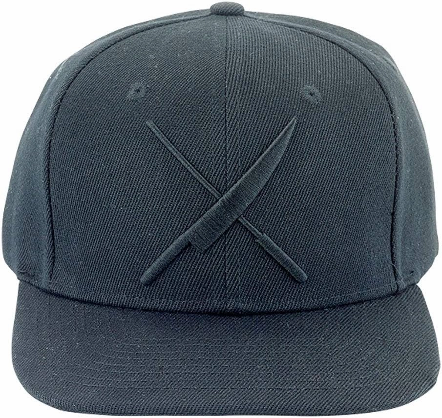 Mercer Culinary Unisex Adult Raised Black Logo Cap, Black W/Large Black Logo